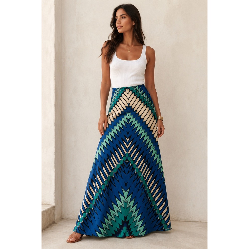 ECI New York Tribal Maxi Skirt Women's Boho Chic Festival Beach Vacation Skirt